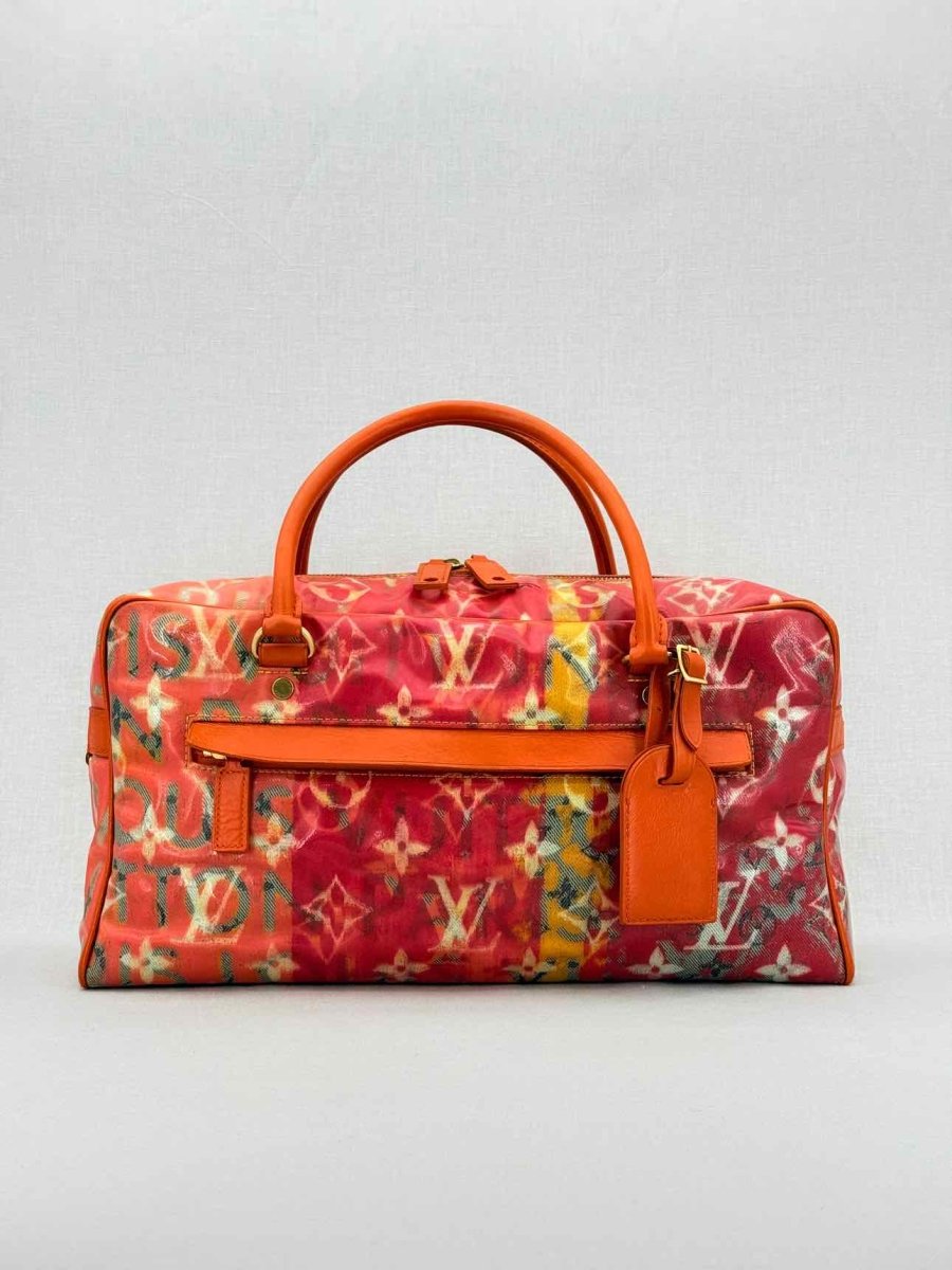 Pre - loved LOUIS VUITTON Richard Prince Orange Monogram Travel Bag at Reems Closet