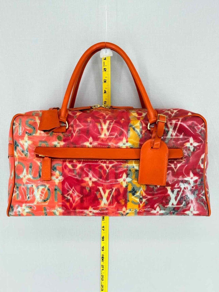 Pre - loved LOUIS VUITTON Richard Prince Orange Monogram Travel Bag at Reems Closet