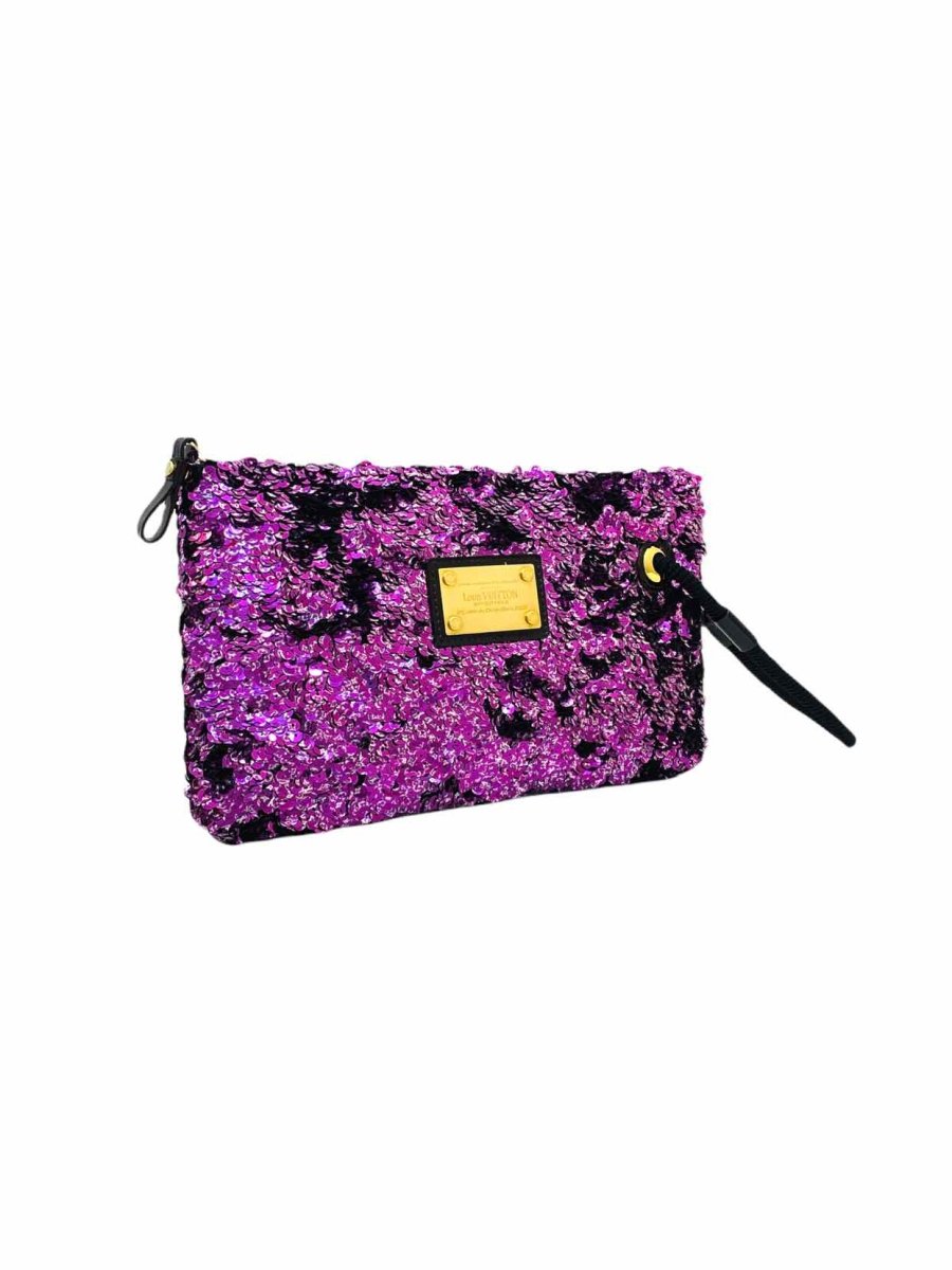 Pre - loved LOUIS VUITTON Rococo Purple Sequinned Clutch at Reems Closet