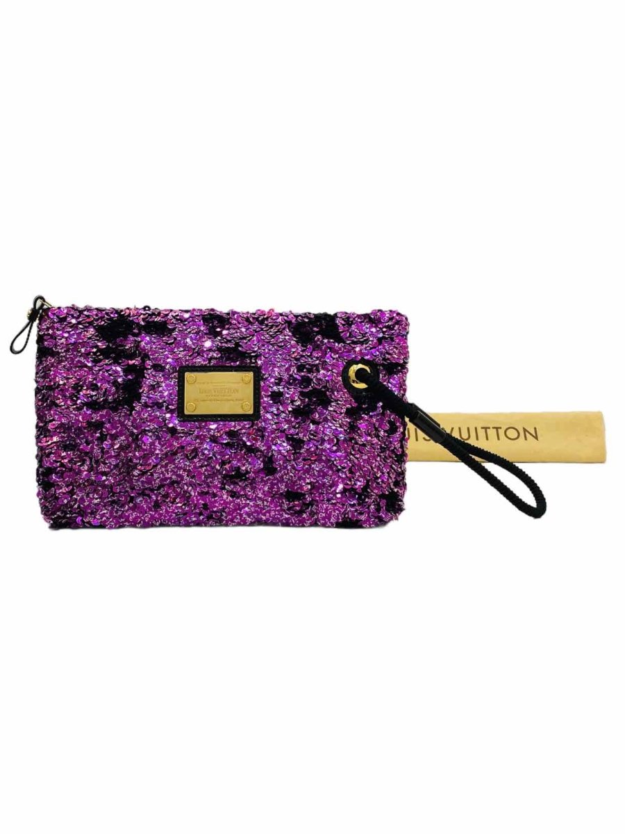 Pre - loved LOUIS VUITTON Rococo Purple Sequinned Clutch at Reems Closet