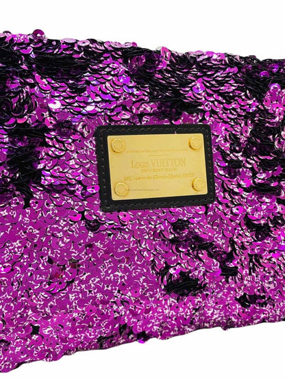 Pre - loved LOUIS VUITTON Rococo Purple Sequinned Clutch at Reems Closet