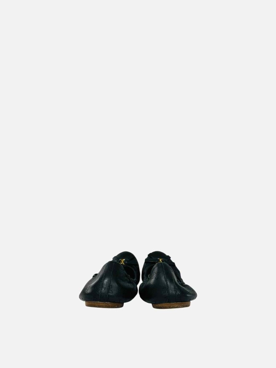 Pre - loved LOUIS VUITTON Scrunch Black Ballerinas at Reems Closet