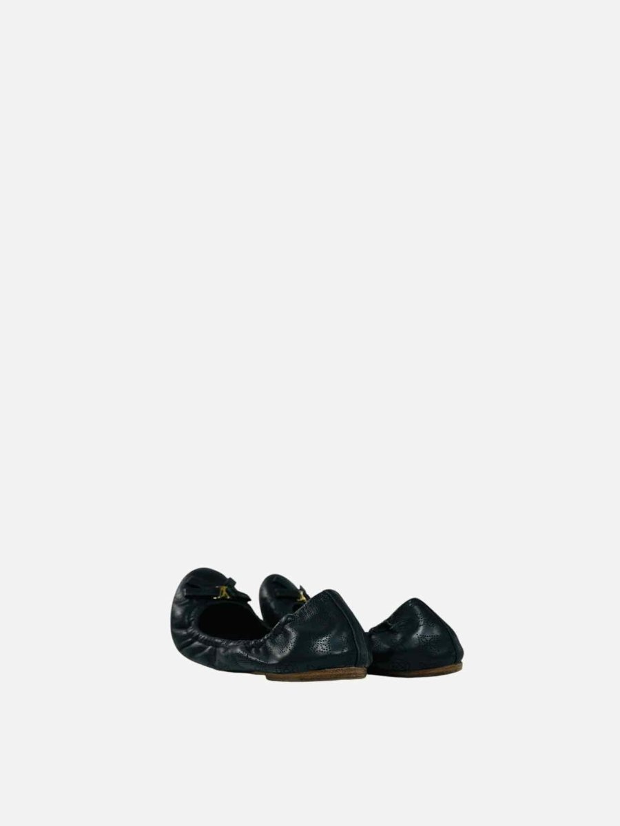 Pre - loved LOUIS VUITTON Scrunch Black Ballerinas at Reems Closet