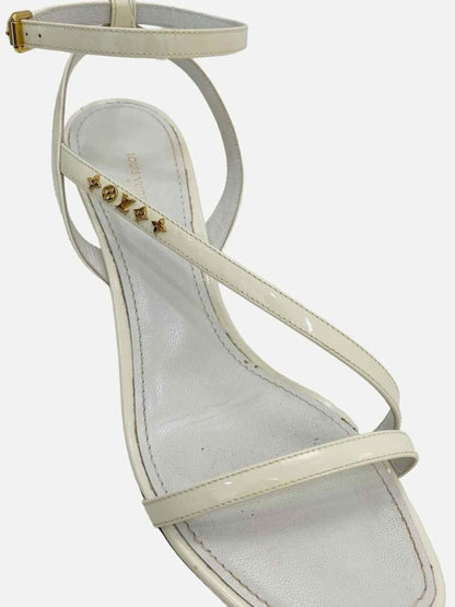 Pre - loved LOUIS VUITTON Signature White Heeled Sandals at Reems Closet