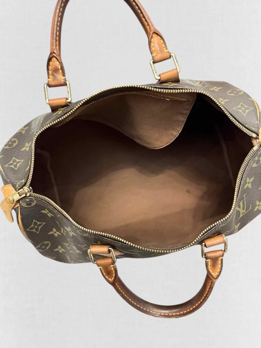 Pre - loved LOUIS VUITTON Speedy 30 Brown Monogram Top Handle at Reems Closet
