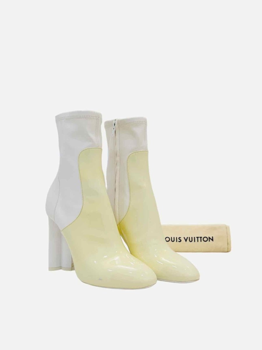 Pre - loved LOUIS VUITTON Two Tone Off - white Ankle Boots 37 at Reems Closet