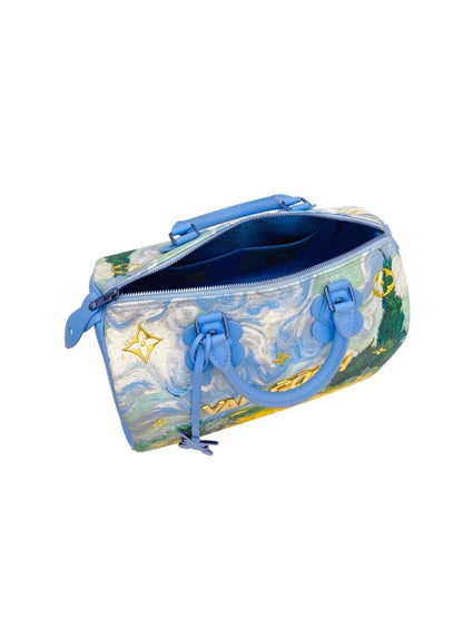 Pre - loved LOUIS VUITTON Van Gogh Blue Multicolor Top Handle at Reems Closet