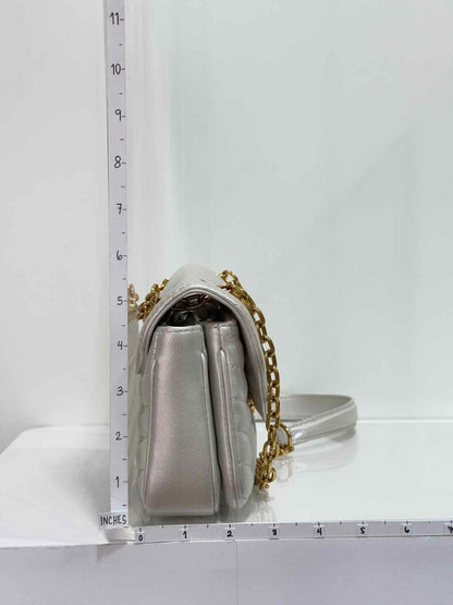 Pre - loved LOUIS VUITTON Wave Silver Quilted Shoulder Bag at Reems Closet