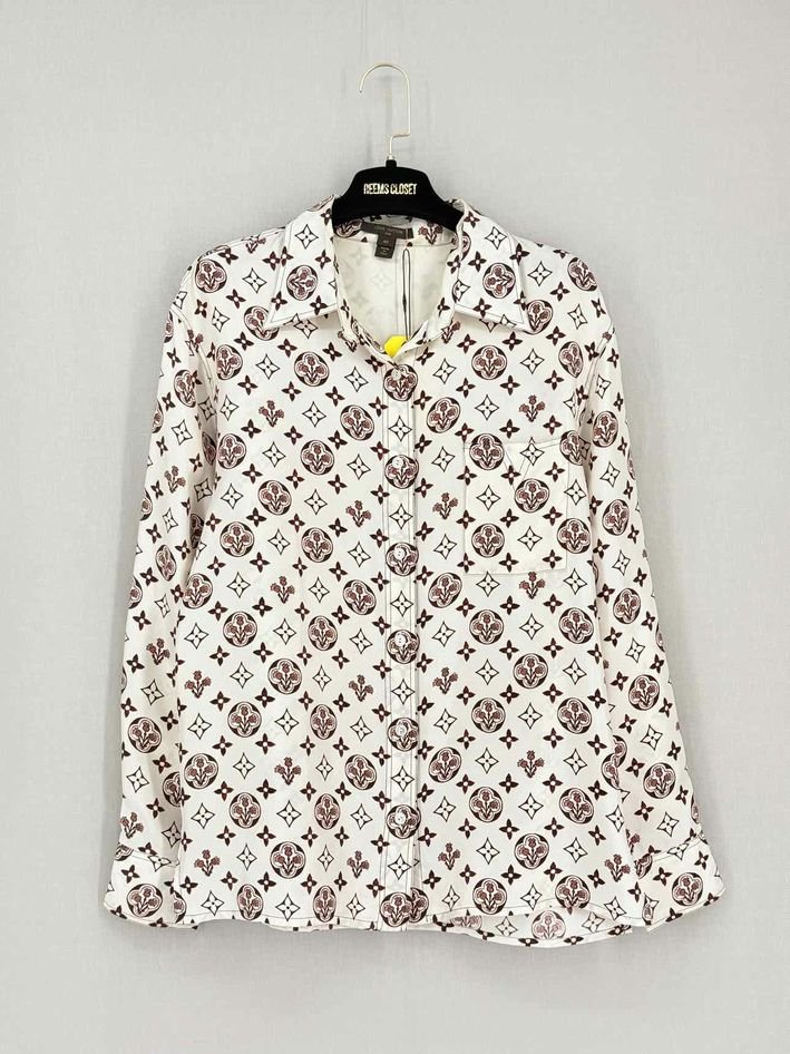 Pre - loved LOUIS VUITTON White w/ Brown Monogram Size US 4 Shirt at Reems Closet