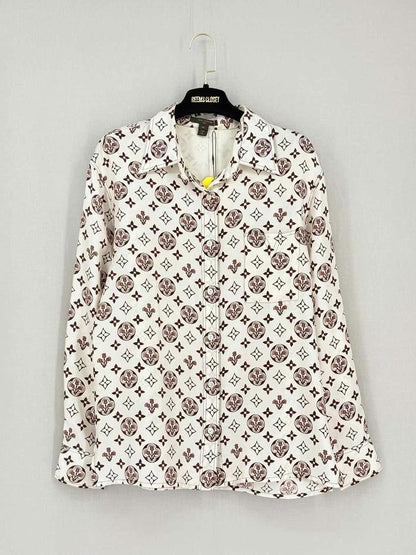 Pre - loved LOUIS VUITTON White w/ Brown Monogram Size US 4 Shirt at Reems Closet