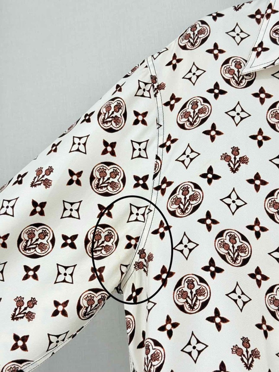 Pre - loved LOUIS VUITTON White w/ Brown Monogram Size US 4 Shirt at Reems Closet