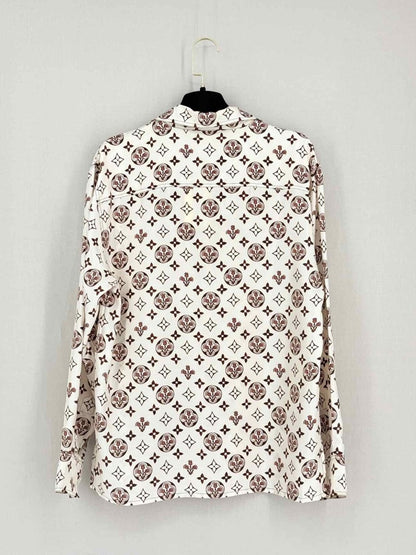 Pre - loved LOUIS VUITTON White w/ Brown Monogram Size US 4 Shirt at Reems Closet