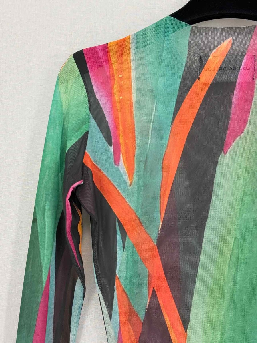 Pre-loved LOUISA BALLOU Green Multicolor Size Small Long Dress at Reems Closet