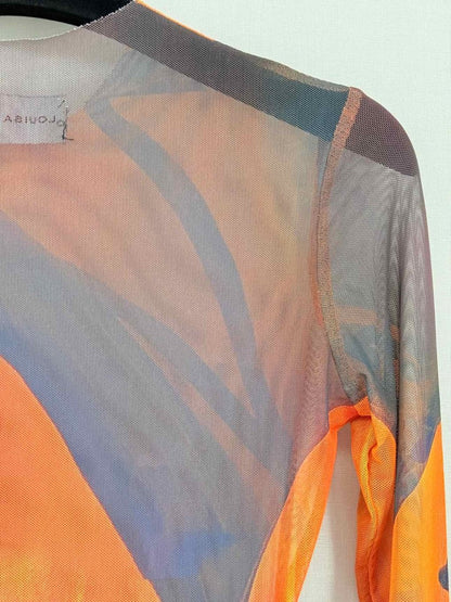 Pre-loved LOUISA BALLOU Orange Multicolor Size Small Long Dress at Reems Closet