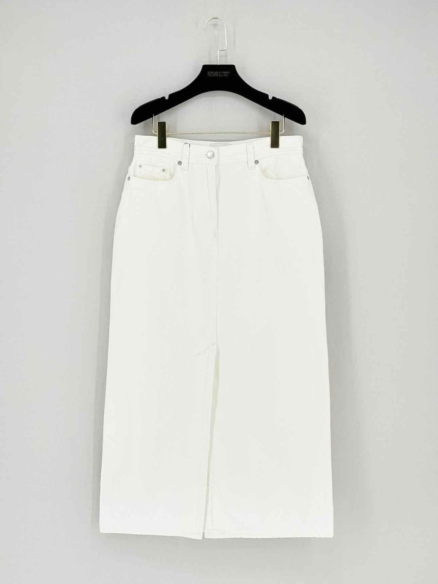 Pre - loved LOULOU STUDIO Rona Denim White Size Medium Midi Skirt at Reems Closet