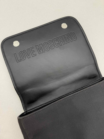 Pre - loved LOVE MOSCHINO Black Logo Print Top Handle at Reems Closet