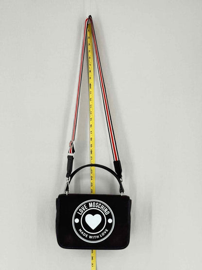 Pre - loved LOVE MOSCHINO Black Logo Print Top Handle at Reems Closet