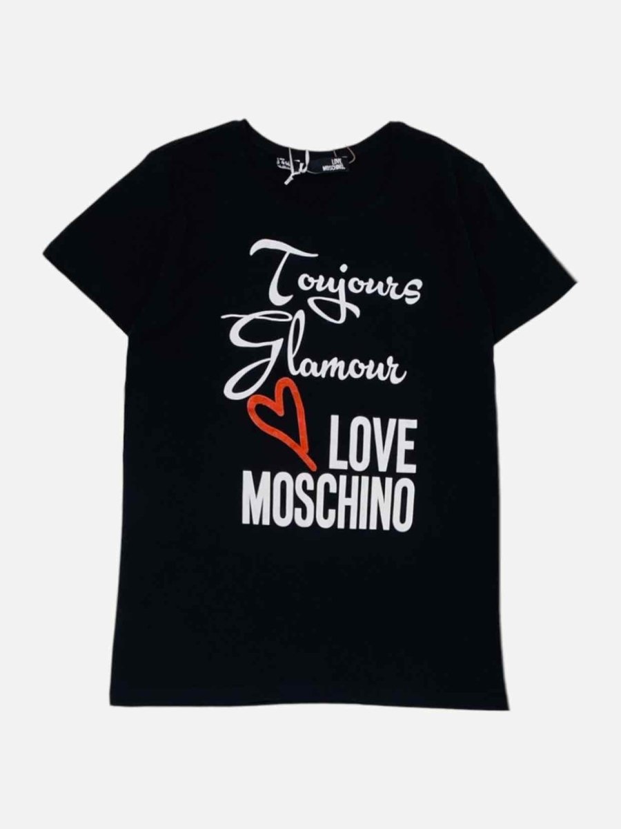 Pre - loved LOVE MOSCHINO Black Logo T-shirt at Reems Closet