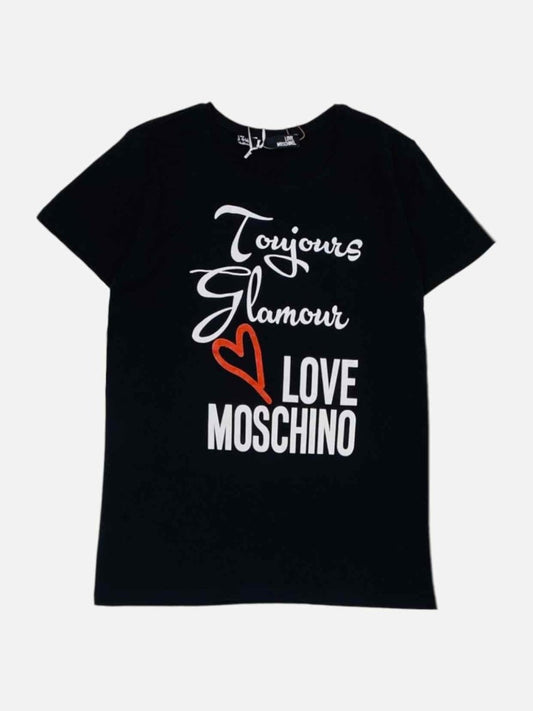 Pre - loved LOVE MOSCHINO Black Logo T-shirt at Reems Closet