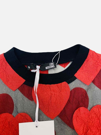 Pre - loved LOVE MOSCHINO Black w/ Red Hearts Top at Reems Closet