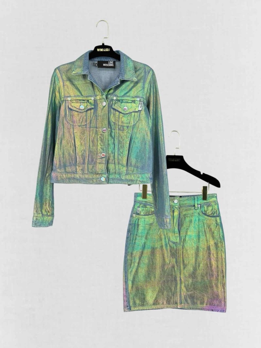Pre - loved LOVE MOSCHINO Metallic Green Size US 2 Outfit Set at Reems Closet