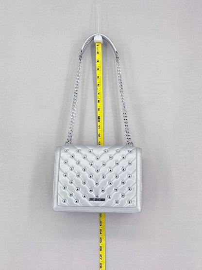 Pre-loved LOVE MOSCHINO Metallic Silver Quilted Shoulder Bag at Reems Closet