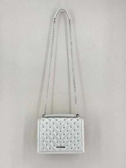Pre-loved LOVE MOSCHINO Metallic Silver Quilted Shoulder Bag at Reems Closet