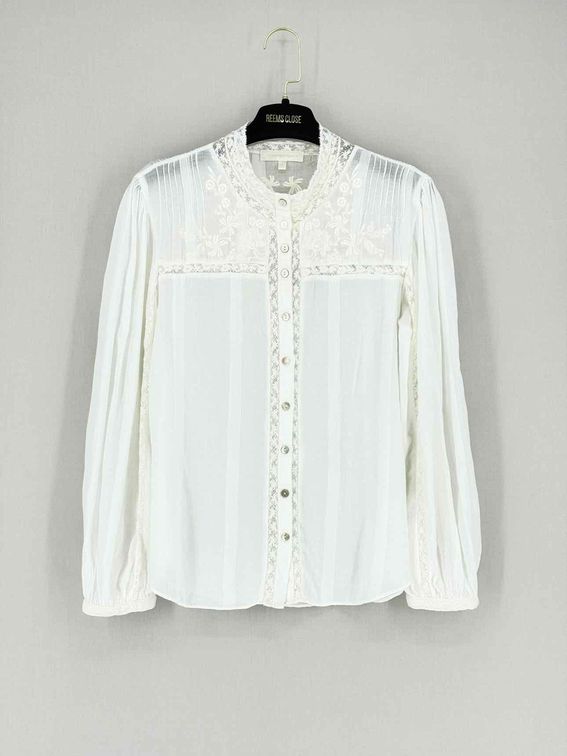 Pre - loved LOVE SHACK FANCY Rhonda White Size Medium Blouse at Reems Closet