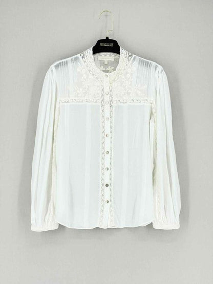 Pre - loved LOVE SHACK FANCY Rhonda White Size Medium Blouse at Reems Closet