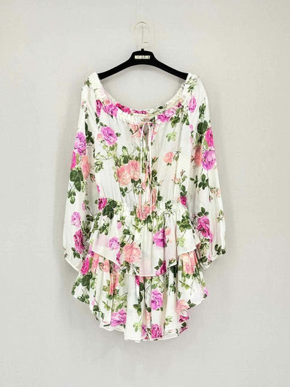 Pre-loved LOVE SHACK FANCY White & Pink Size US 8 Short Dress at Reems Closet