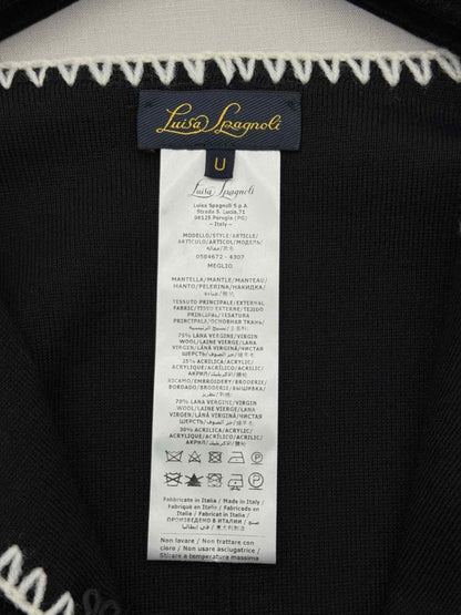 Pre-loved LUISA SPAGNOLI Meglio Black w/ White Size One Size Cape at Reems Closet
