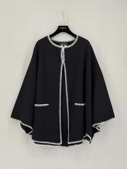 Pre-loved LUISA SPAGNOLI Meglio Black w/ White Size One Size Cape at Reems Closet