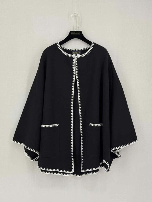 Pre-loved LUISA SPAGNOLI Meglio Black w/ White Size One Size Cape at Reems Closet