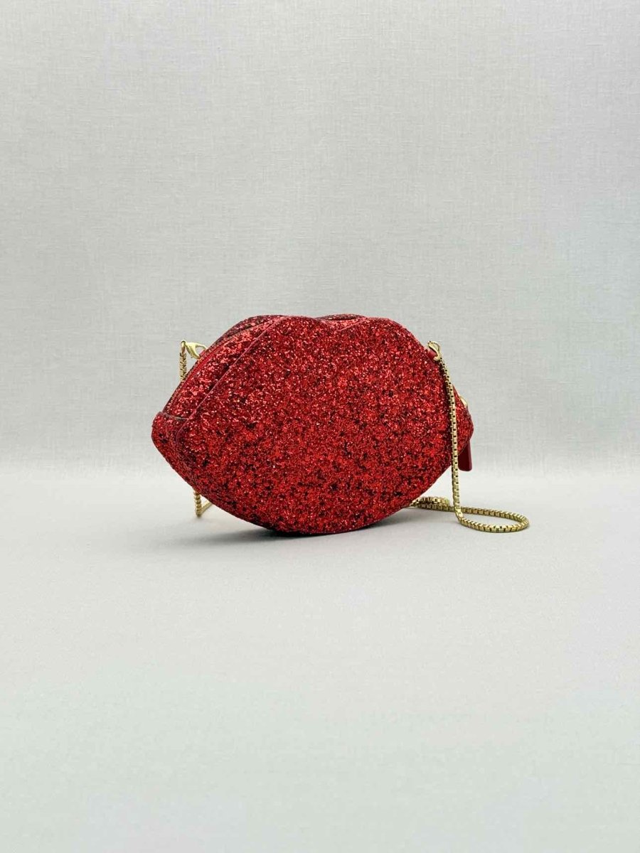 Pre-loved LULU GUINNESS Glitter Lips Red Crossbody at Reems Closet