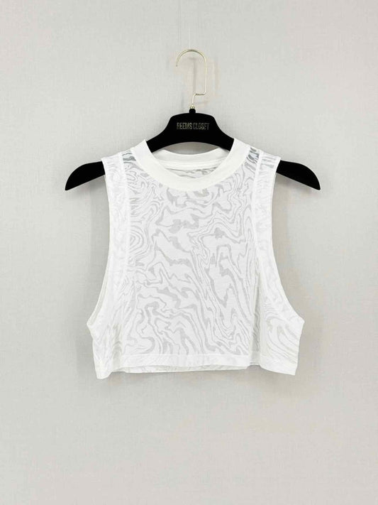 Pre-loved LULULEMON All Yours Crop White Mesh Size Small Tank Top at Reems Closet