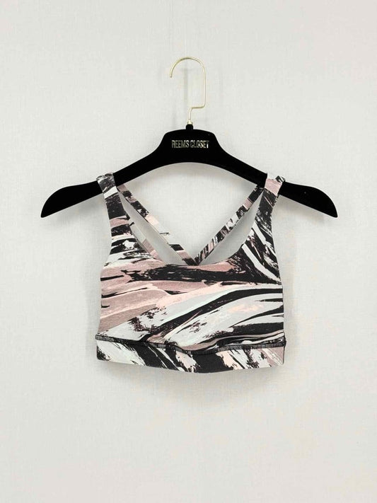 Pre-loved LULULEMON Energy Black Multicolor Splash print Bra Top at Reems Closet