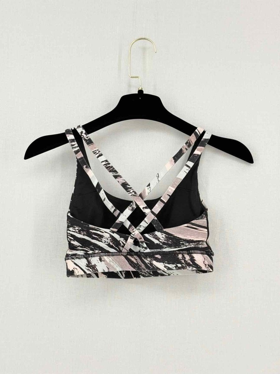 Pre-loved LULULEMON Energy Black Multicolor Splash print Bra Top at Reems Closet