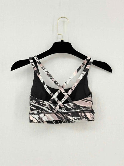 Pre-loved LULULEMON Energy Black Multicolor Splash print Bra Top at Reems Closet
