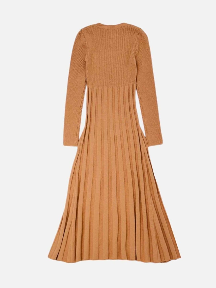 Pre - loved LVIR Knit Peach Pleated Midi Dress at Reems Closet