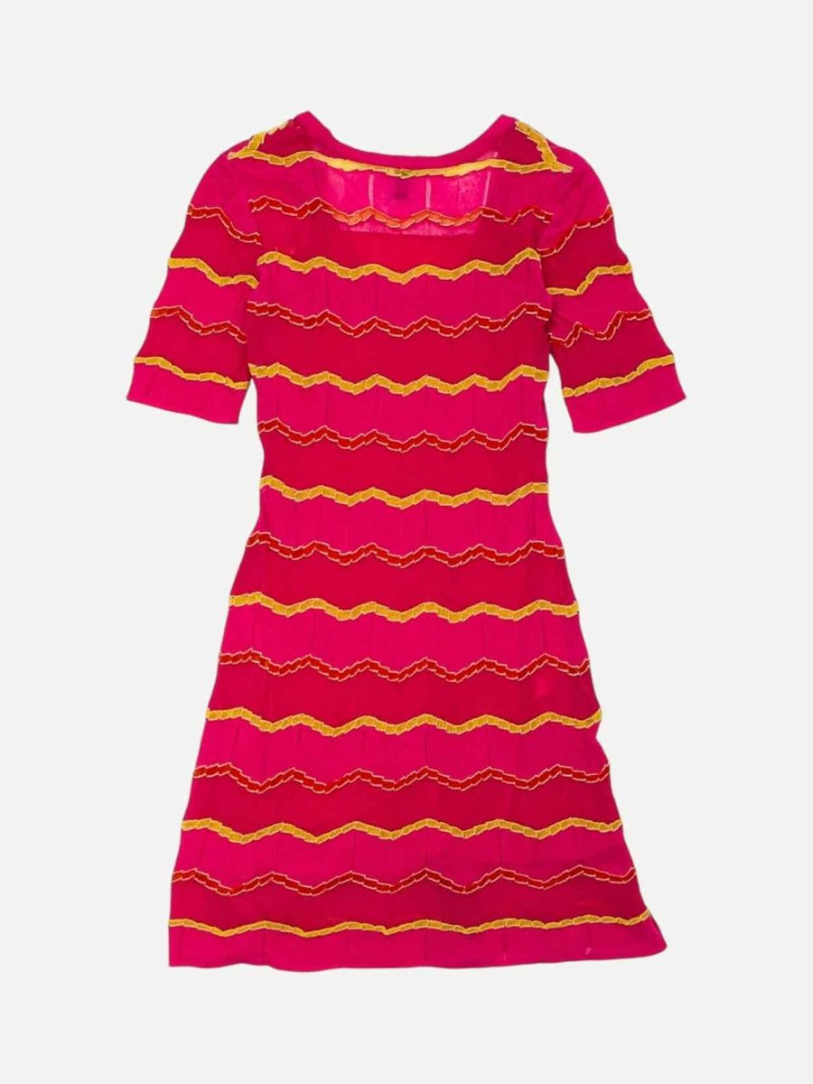 Pre - loved M MISSONI A - Line Pink Wave Print Knee Length Dress at Reems Closet