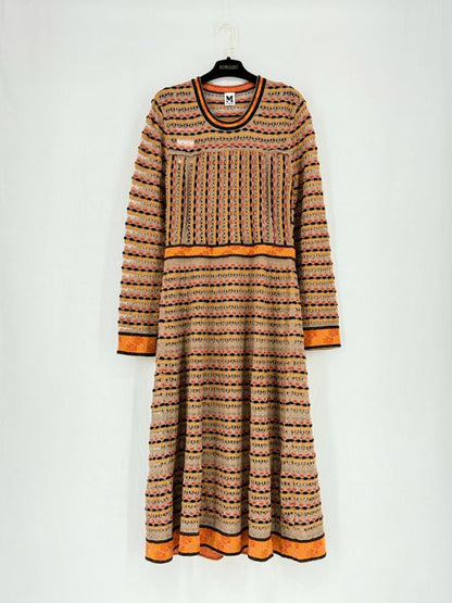 Pre - loved M MISSONI Beige Multicolor Knit Size US 12 Midi Dress at Reems Closet