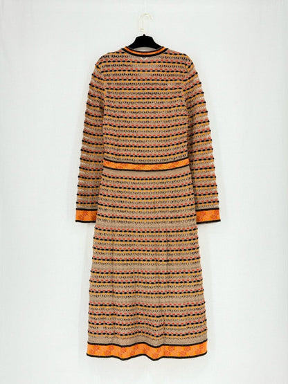 Pre - loved M MISSONI Beige Multicolor Knit Size US 12 Midi Dress at Reems Closet