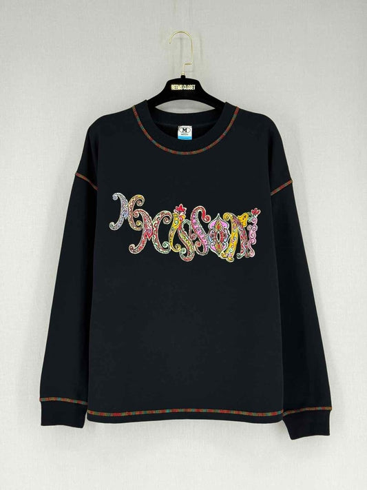 Pre - loved M MISSONI Black Logo Print Size Medium Jumper at Reems Closet