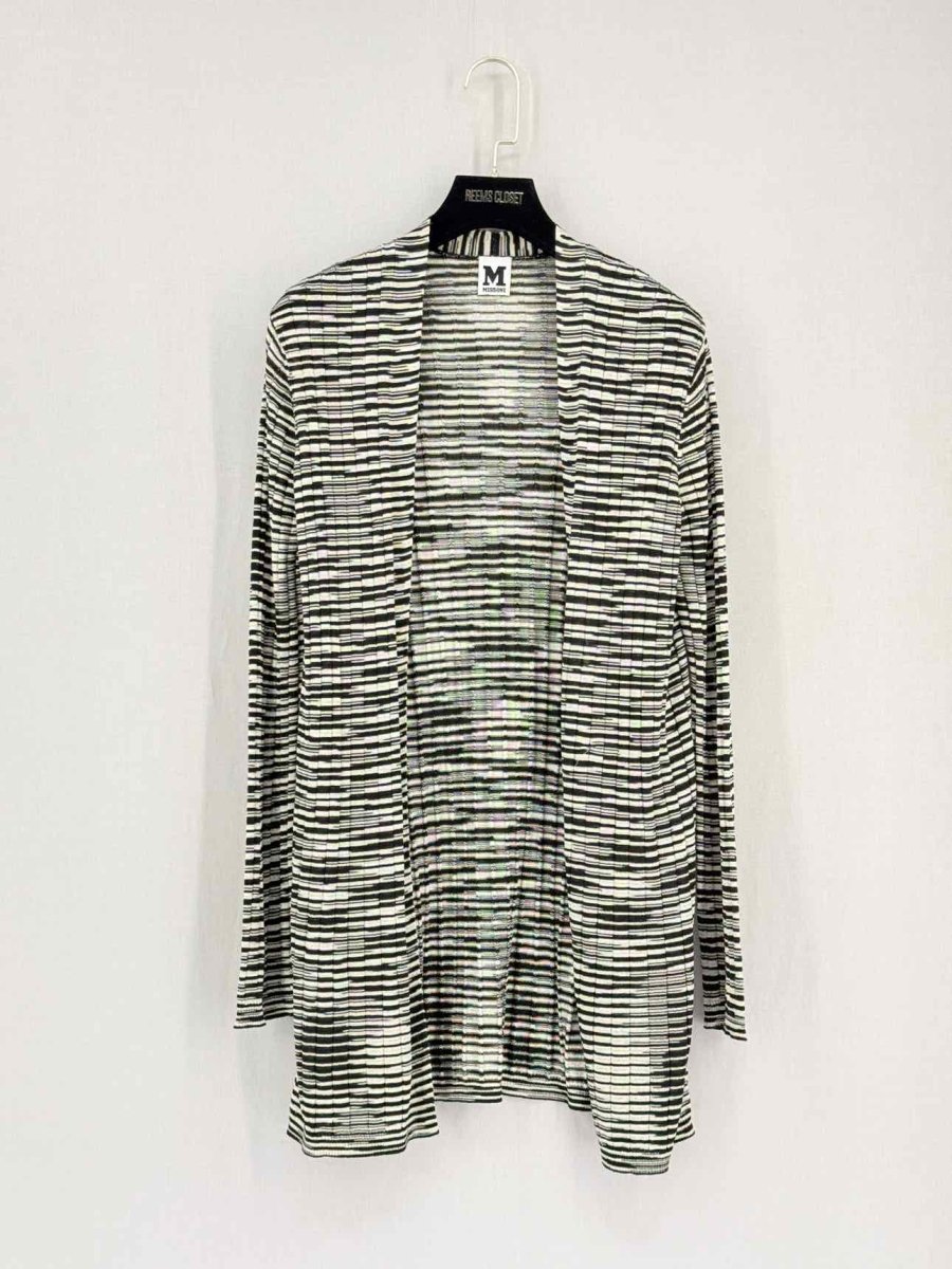 Pre-loved M MISSONI Black & White Striped Size US 6 Cardigan at Reems Closet