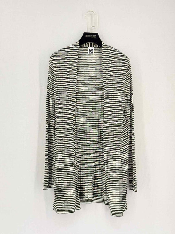 Pre-loved M MISSONI Black & White Striped Size US 6 Cardigan at Reems Closet