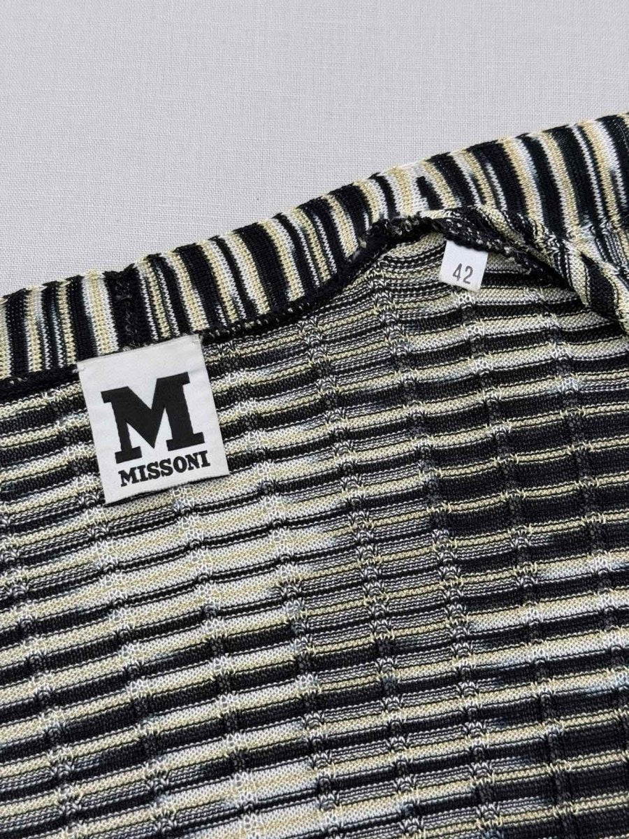 Pre-loved M MISSONI Black & White Striped Size US 6 Cardigan at Reems Closet