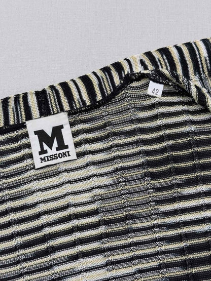 Pre-loved M MISSONI Black & White Striped Size US 6 Cardigan at Reems Closet