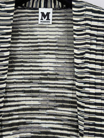 Pre-loved M MISSONI Black & White Striped Size US 6 Cardigan at Reems Closet