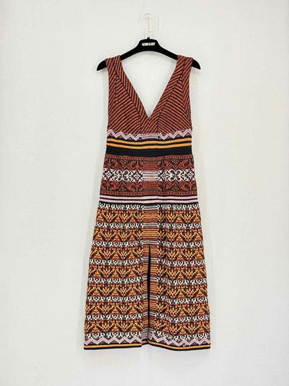 Pre-loved M MISSONI Brown Multicolor Size US 4 Midi Dress at Reems Closet