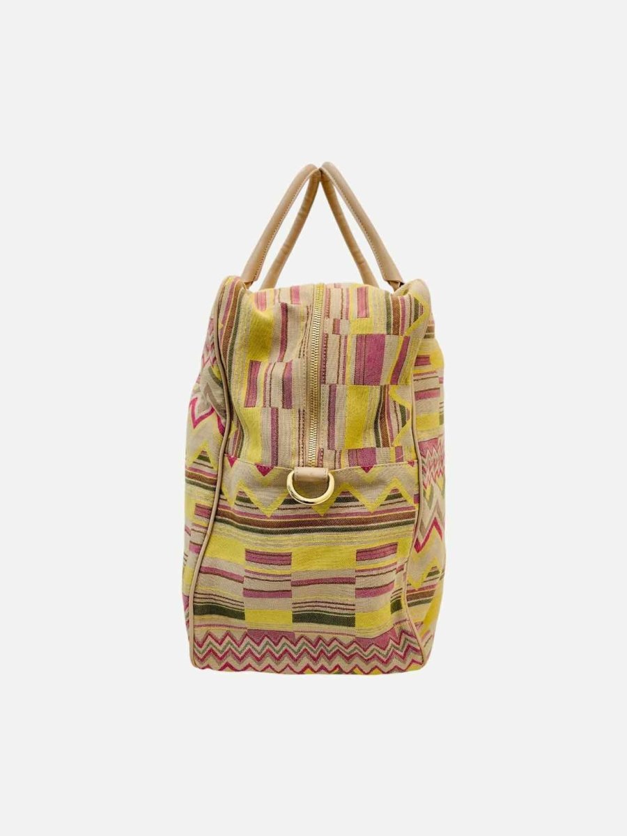 Pre - loved M MISSONI Canvas Beige Multicolor Zigzag Tote Bag at Reems Closet